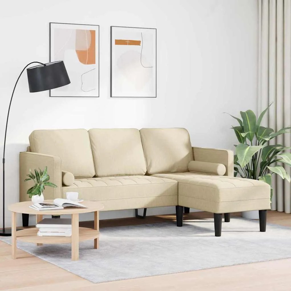 vidaXL Σετ Καναπέ Κρεμ 173 x 131 x 67 εκ ύφασμα