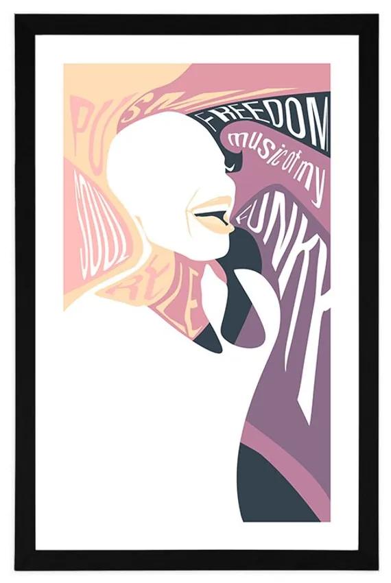 Αφίσα με παρπαστού Γυναίκα με αφιέρωση σε απαλά χρώματα - 20x30 black