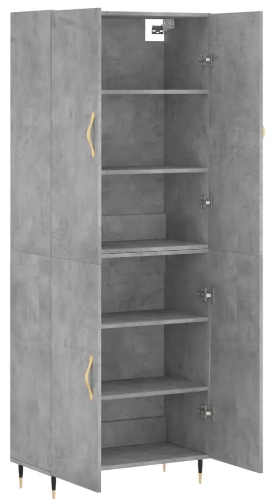 vidaXL Ντουλάπι Γκρι Σκυροδέματος 69,5x34x180 εκ. Επεξεργασμένο Ξύλο