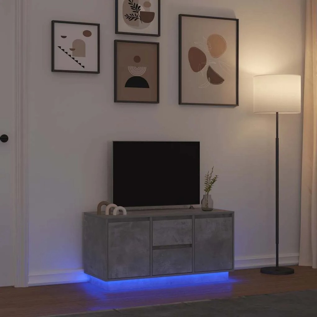 Έπιπλο Τηλεόρασης με LED Γκρι Σκυροδέματος 100x41x50 εκ. - Γκρι
