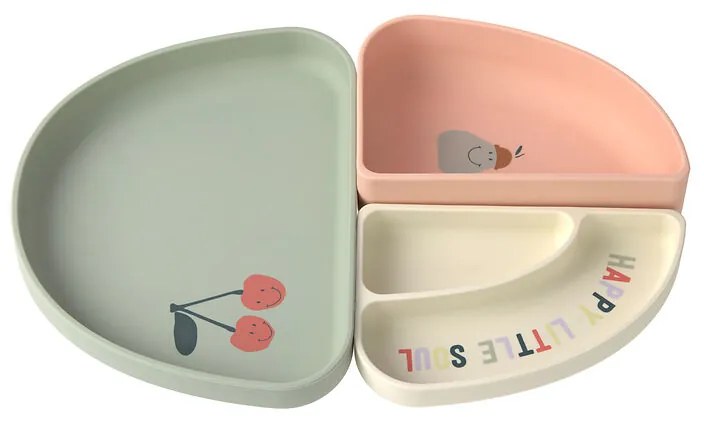 Laessig Set πιάτα σιλικόνης 3τεμ. Happy Fruits Cherry