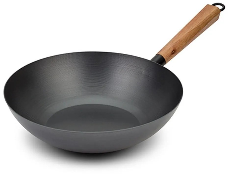 Τηγάνι Αντικολλητικό Γουόκ Cantonese 10-166-012 Φ30Cm Με Ξύλινο Χερούλι Black Nava 30cm Stainless Steel