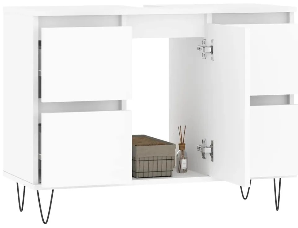 vidaXL Ντουλάπι Μπάνιου Λευκό 80 x 33 x 60 εκ. Επεξεργασμένο Ξύλο