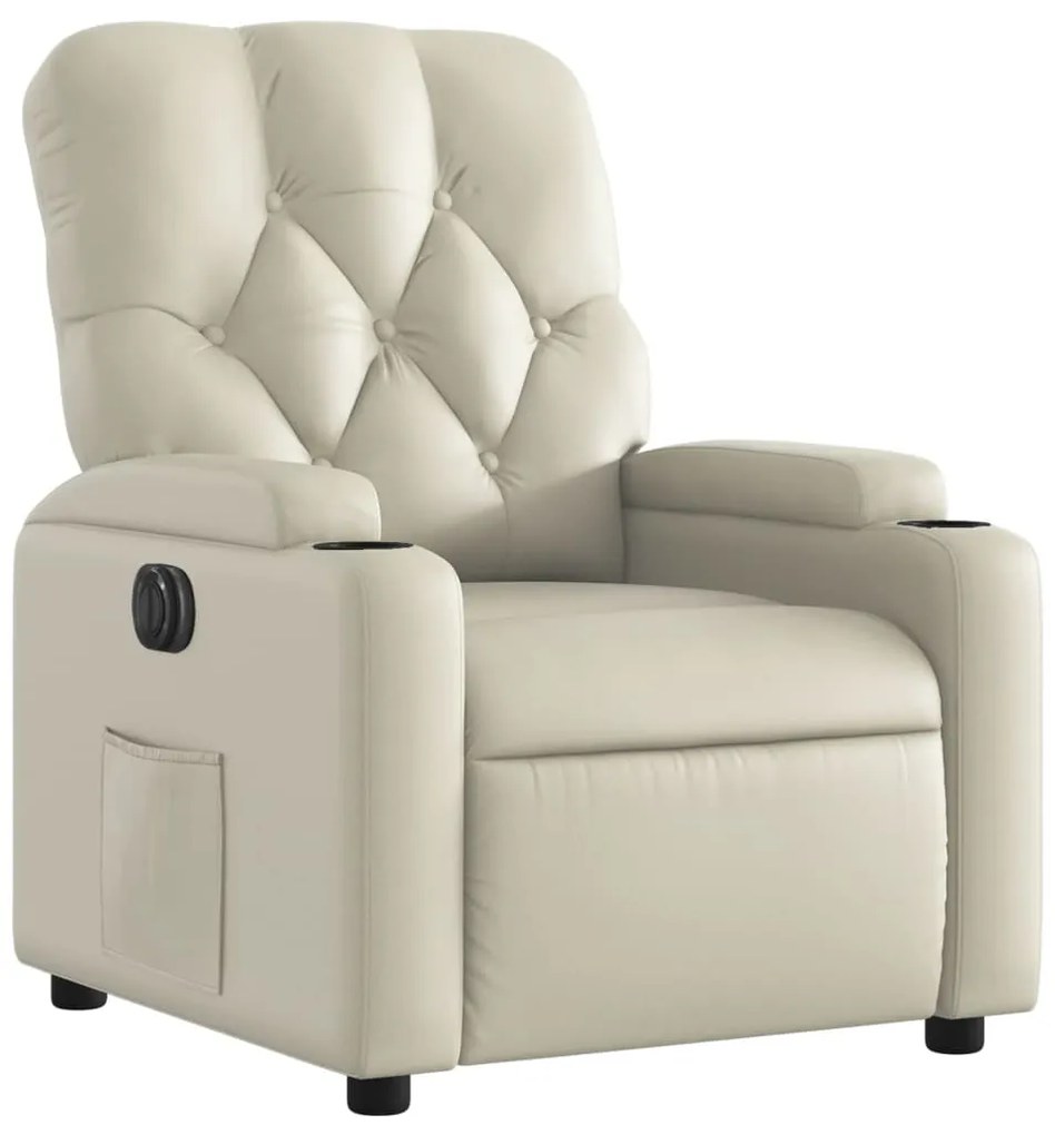 vidaXL Πολυθρόνα Ανακλινόμενη Ηλεκτρική Κρεμ από Συνθετικό Δέρμα