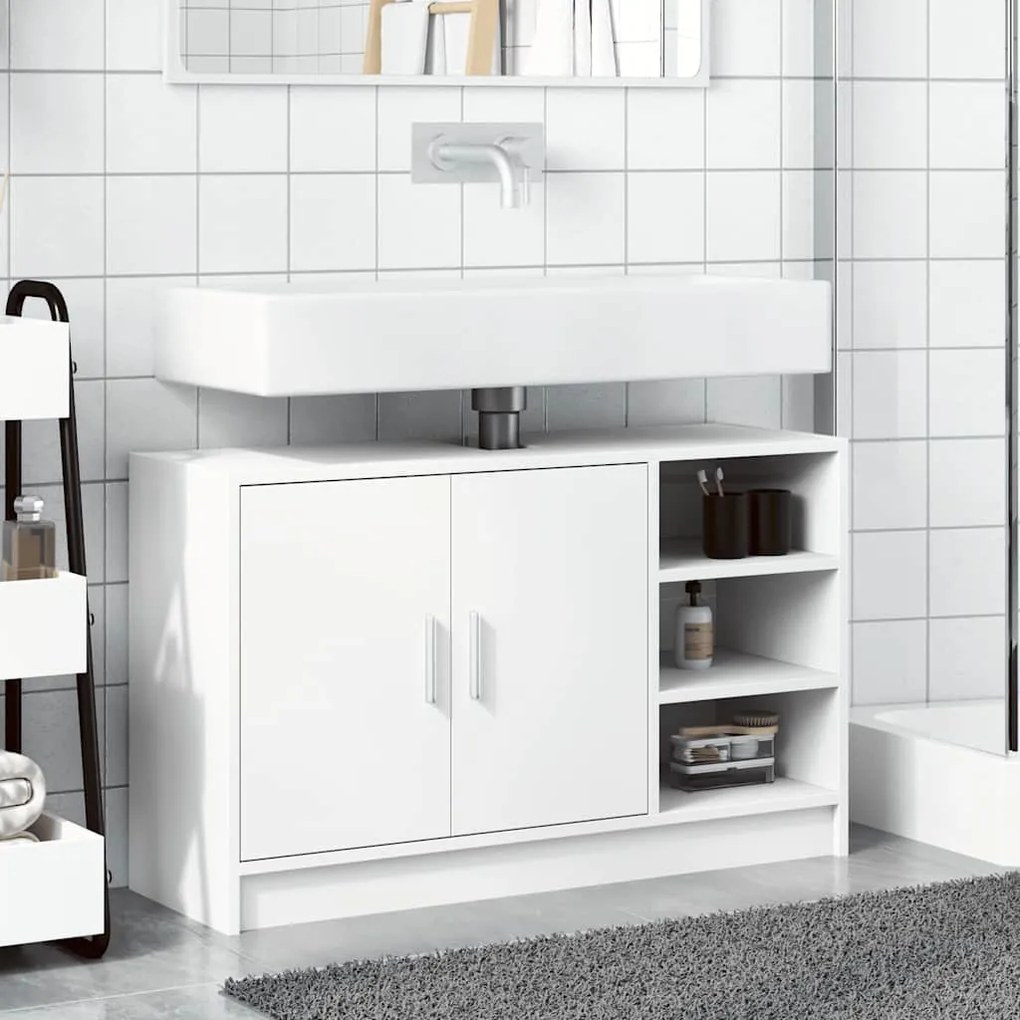 vidaXL Ντουλάπι Νιπτήρα Λευκό 90x29x55 εκ. Επεξεργασμένο Ξύλο