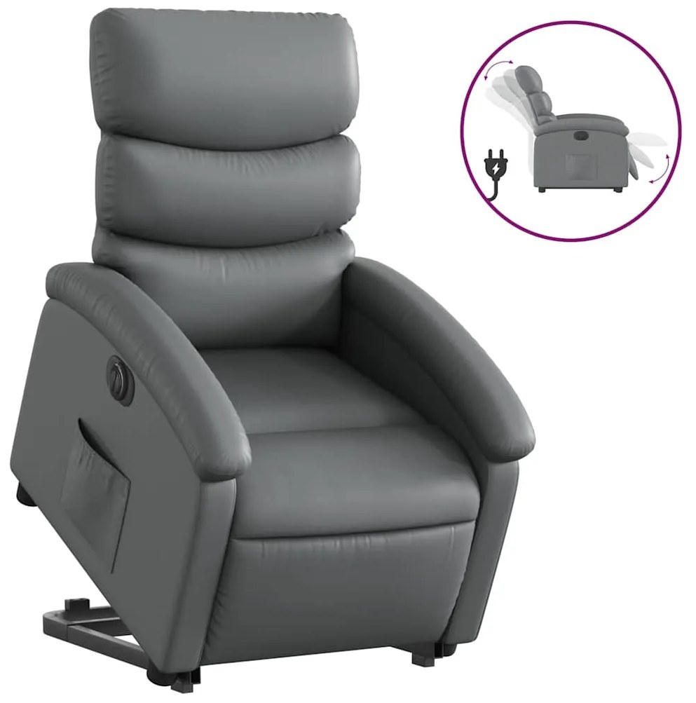 vidaXL Πολυθρόνα Ηλεκ Ανακλινόμενη με Ανύψωση Συνθετικό Δέρμα