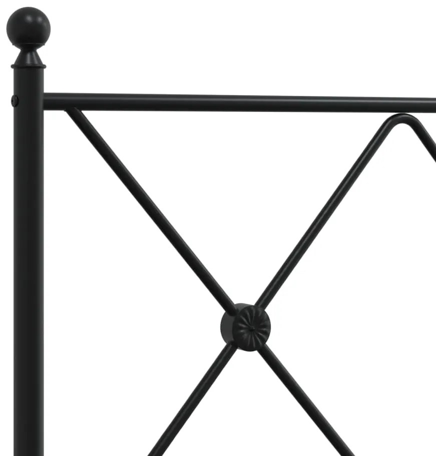 vidaXL Πλαίσιο Κρεβατιού με Κεφαλάρι Μαύρο 193 x 203 εκ. Μεταλλικό