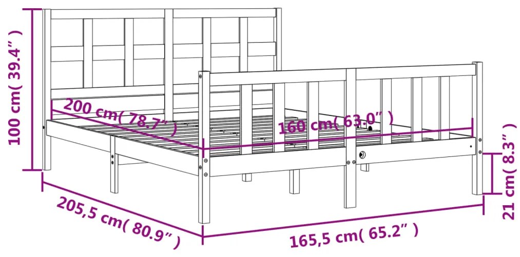 ΠΛΑΙΣΙΟ ΚΡΕΒΑΤΙΟΥ ΜΕ ΚΕΦΑΛΑΡΙ ΛΕΥΚΟ 160X200 ΕΚ. ΜΑΣΙΦ ΞΥΛΟ 3193022