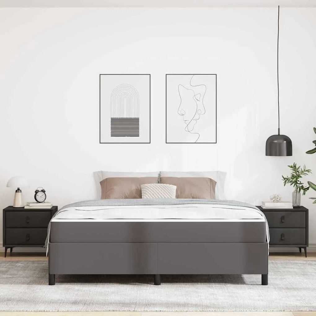 vidaXL Σκελετός κρεβατιού με στρώμα Γκρι 180 x 200 cm Τεχνητό δέρμα