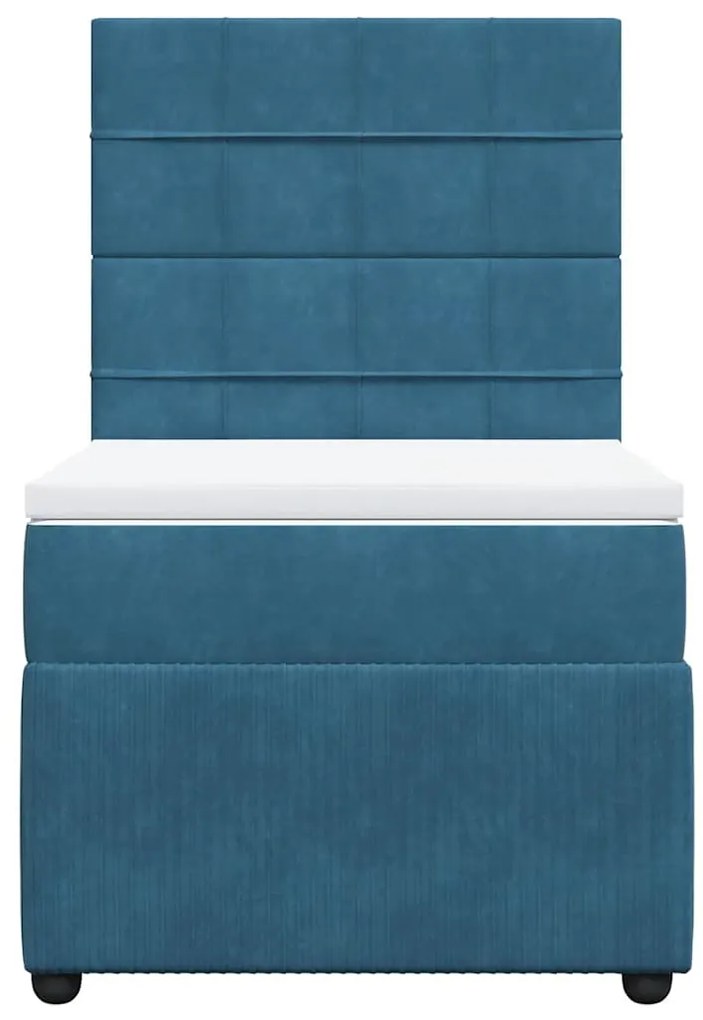 vidaXL Κρεβάτι Boxspring με Στρώμα Σκούρο Μπλε 80 x 200 εκ. Βελούδινο