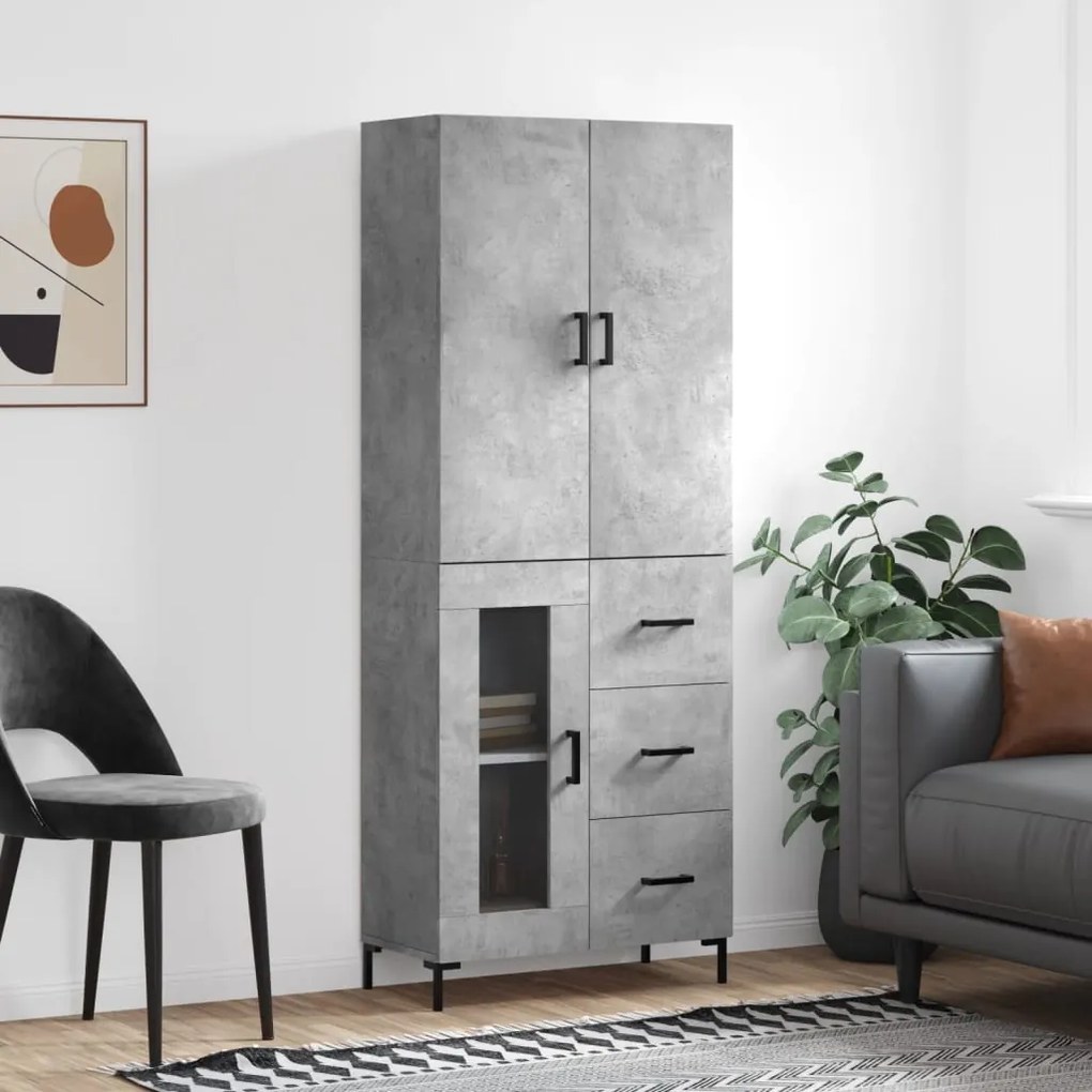 vidaXL Ντουλάπι Γκρι Σκυροδέματος 69,5x34x180 εκ. Επεξεργασμένο Ξύλο