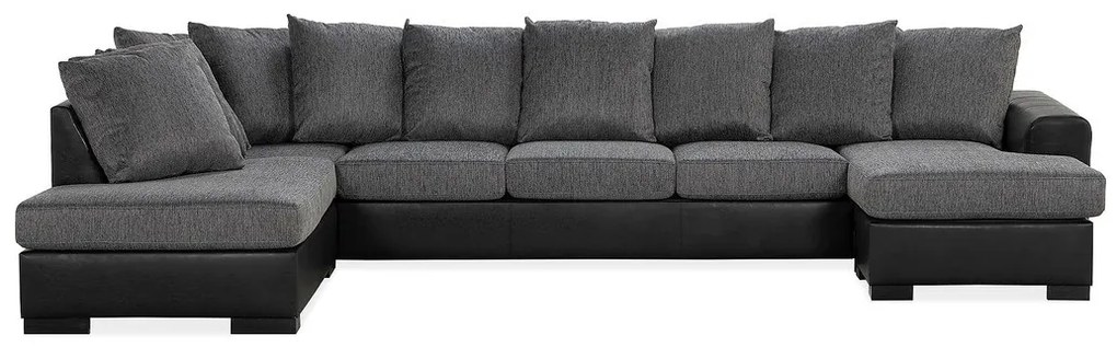Γωνιακός Καναπές Scandinavian Choice 540, Γκρι, Μαύρο, 380x215x90cm, Πόδια: Ξύλο | Epipla1.gr
