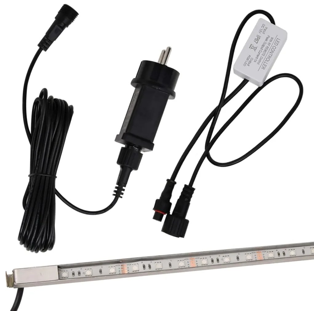 Σιντριβάνι Καταρράκτης Πισίνας με RGB LED 90 εκ Ανοξειδ. Ατσάλι - Ασήμι
