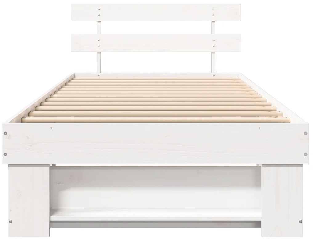 vidaXL Σκελετός Κρεβατιού Λευκό 75 x 190 cm Μασίφ ξύλο πεύκου