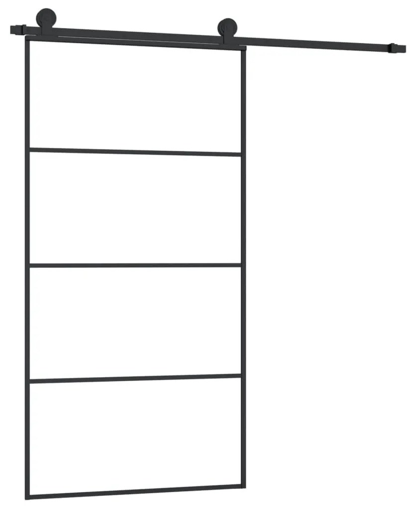Συρόμενη Πόρτα με Μηχανισμό 102,5x205 εκ. Γυαλί ESG &amp; Αλουμίνιο - Μαύρο