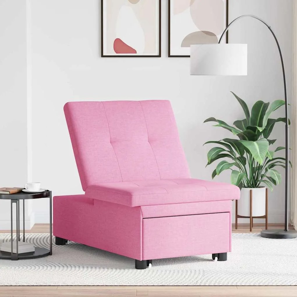 vidaXL Κρεβάτι καναπές Ροζ 194 x 67 x 37 εκ ύφασμα