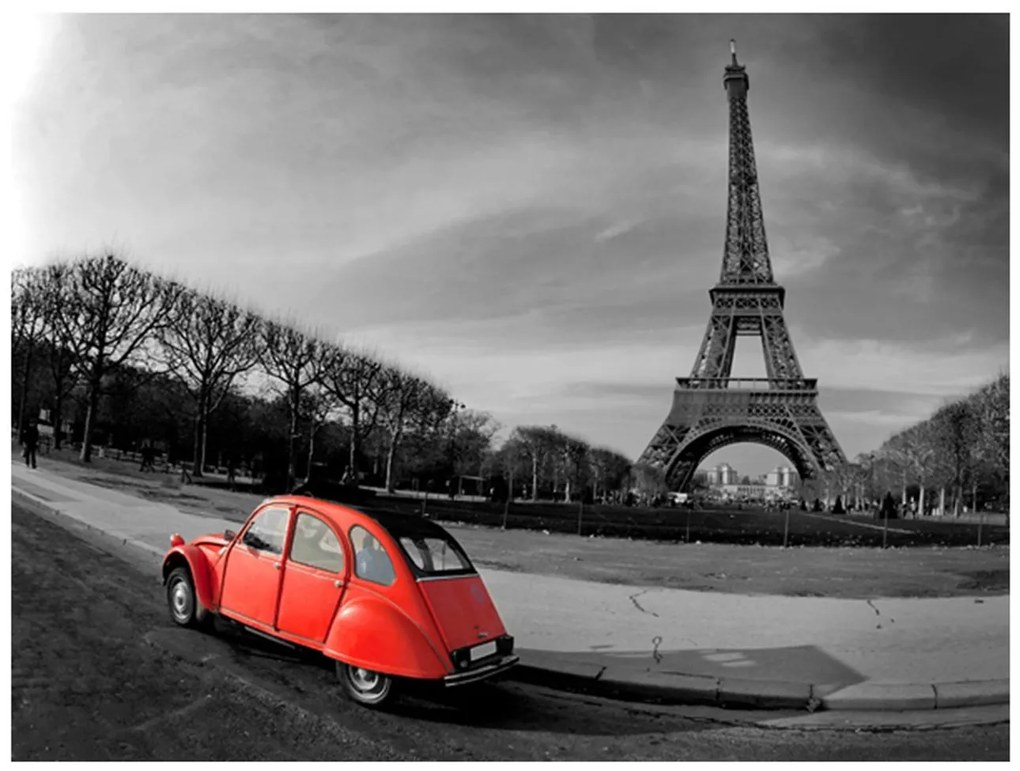 Φωτοταπετσαρία - Eiffel Tower and red car 300x231