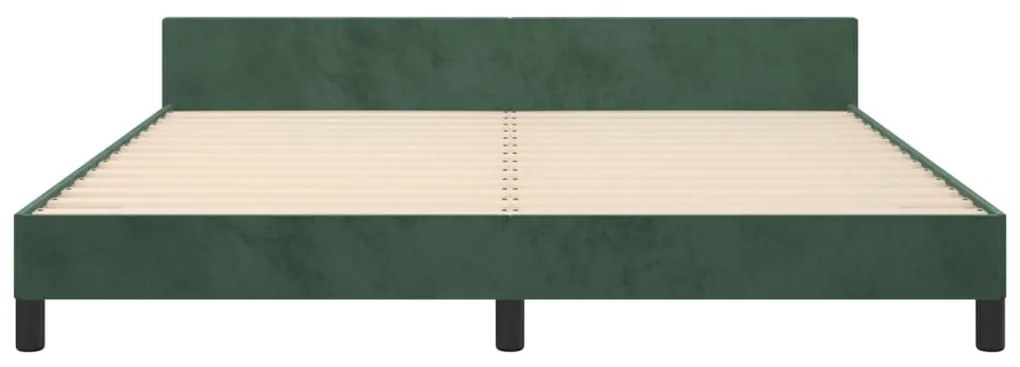 vidaXL Πλαίσιο Κρεβατιού με Κεφαλάρι Σκ. Πράσινο 180x200 εκ. Βελούδινο