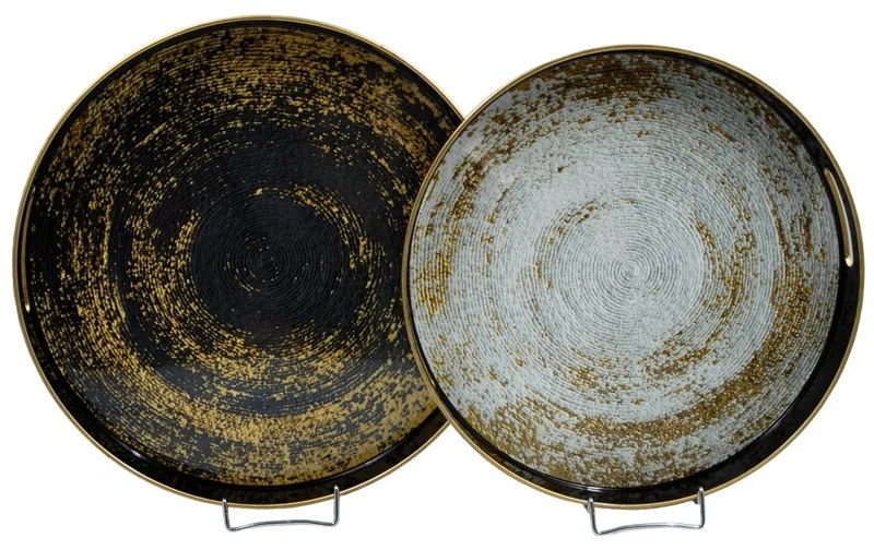 Δίσκος Σερβιρίσματος Σετ 2τμχ Polyester Χρυσός Φ37,5x4,5εκ.- Φ35x3,5εκ. Royal Art INX4/025