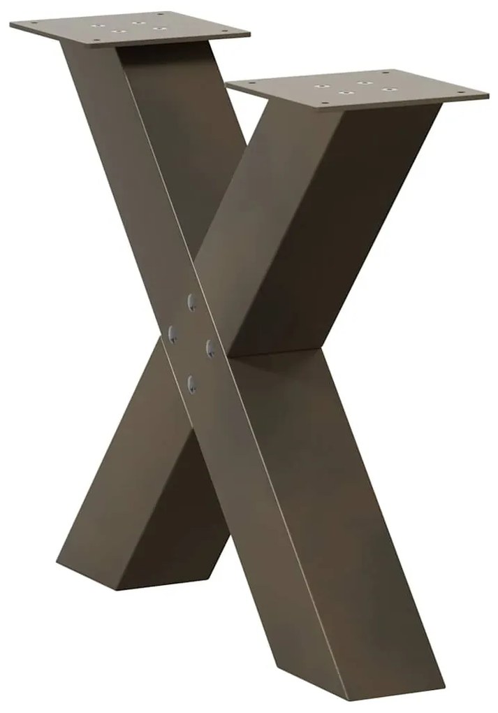 vidaXL Πόδια Τραπεζιού Σαλονιού σε Σχήμα Χ, 2 τεμ. από Φυσικό Ατσάλι 50x(42-43) εκ. Ατσάλι