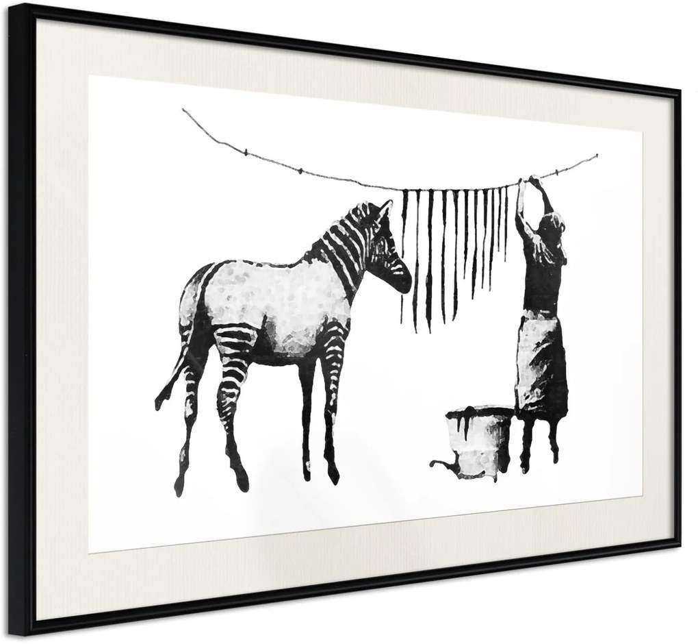 Αφίσα - Banksy: Washing Zebra Stripes - 30x20 - Μαύρο - Με πασπαρτού