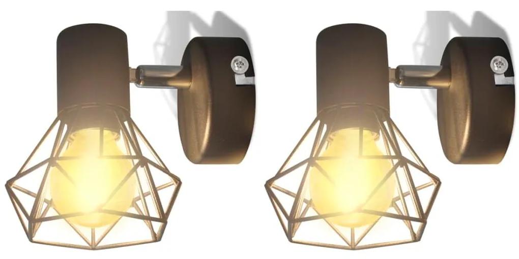 Απλίκα Τοίχου 2 τεμ. Βιομηχανικό Στιλ Μαύρη με Λαμπτήρα LED Filament - Μαύρο