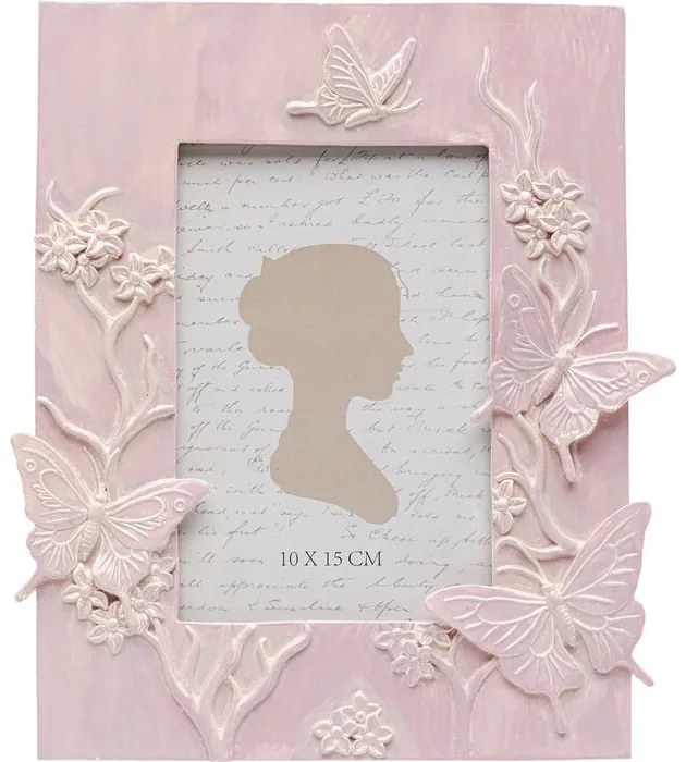 Κορνίζα Butterfly Pink Πολυρεσίνη Ροζ 10x15εκ. - Ροζ