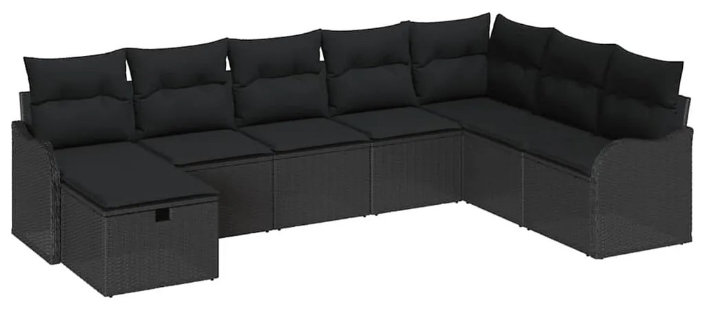 vidaXL Σετ Καναπέ Κήπου 8 pcs Μαύρο 287,5 x 177,5 x 85 εκ. Πολυ ράταν