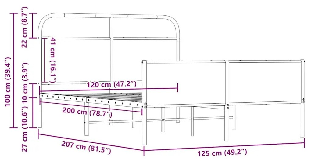 Πλαίσιο Κρεβατιού Χωρ. Στρώμα Sonoma Δρυς 120x200εκ. Επ. Ξύλο - Καφέ