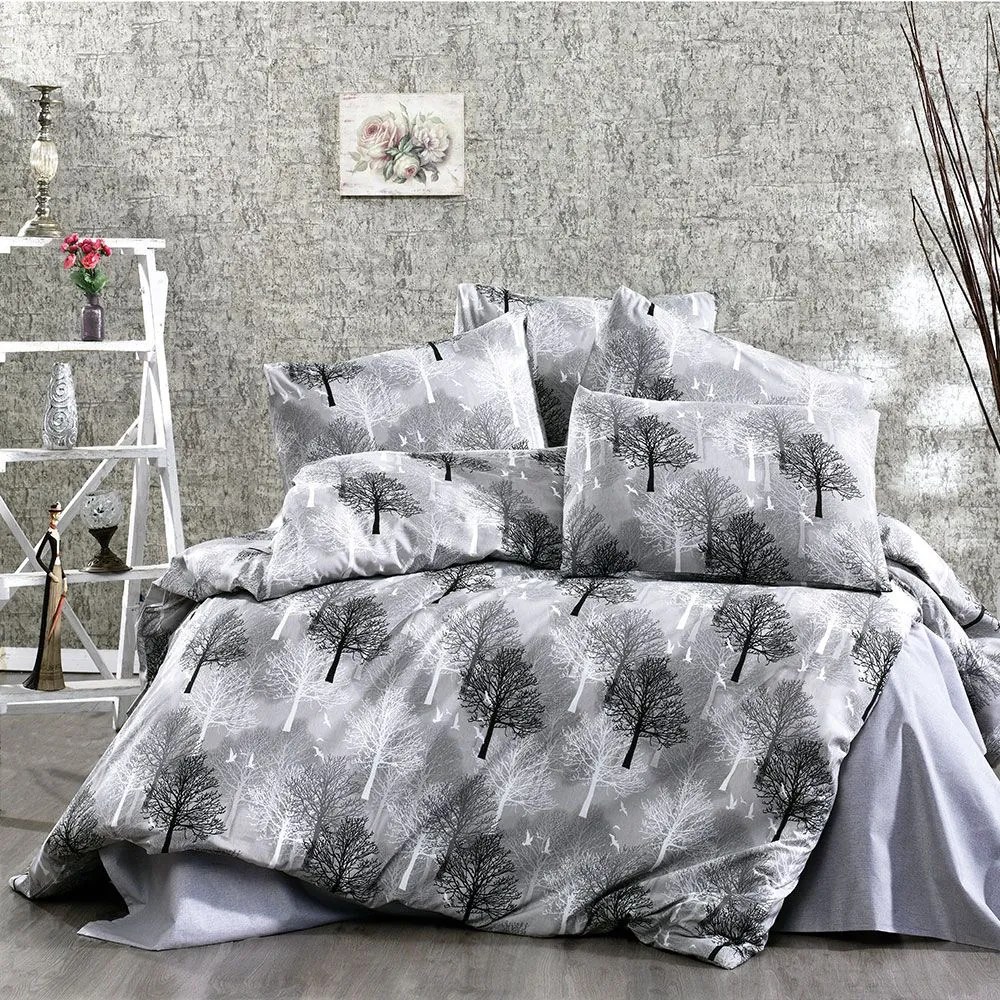 Σεντόνια Forest 312 (Σετ 4τμχ) Grey DimCol Υπέρδιπλο 240x270cm Βαμβάκι-Πολυέστερ