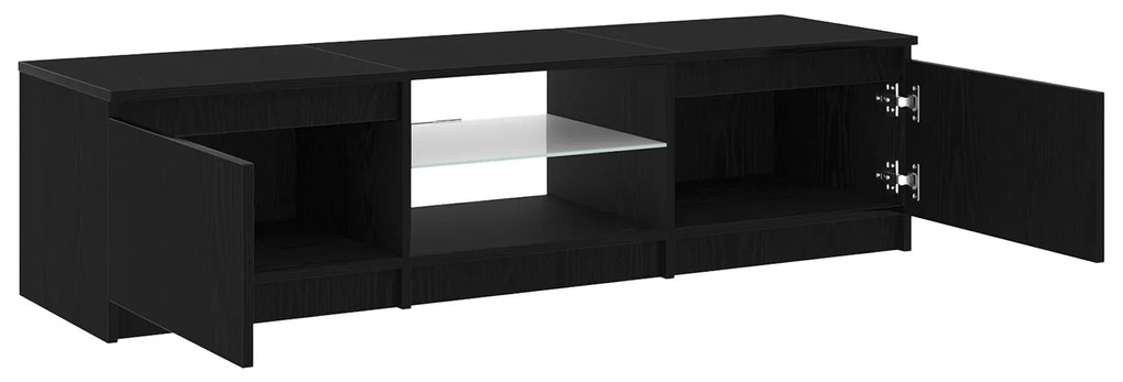 vidaXL Ντουλάπα Τηλεόρασης με Φώτα LED Μαύρο Δρύς 140x40x35,5 εκ. από επεξεργασμένο ξύλο