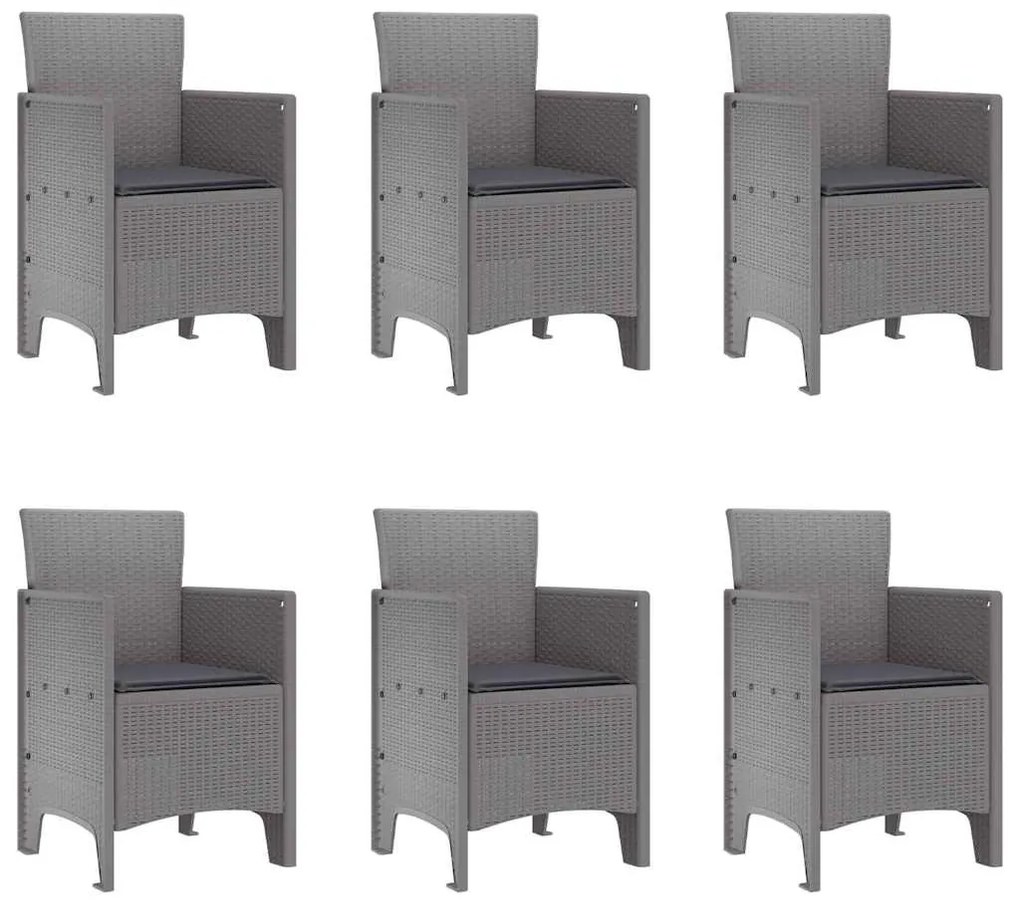 vidaXL Σέτ φαγητού για κήπο 7 pcs Ανοιχτό γκρι Rattan Polt