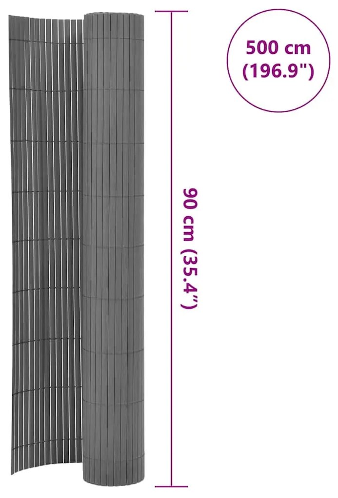 vidaXL Περίφραξη Κήπου Διπλής Όψης Γκρι 90 x 500 εκ. από PVC