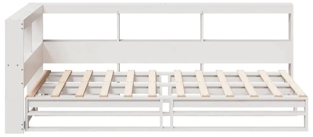 vidaXL Κρεβάτι Βιβλιοθήκη Χωρίς Στρώμα Λευκό 75x190 εκ Μασίφ Πεύκο