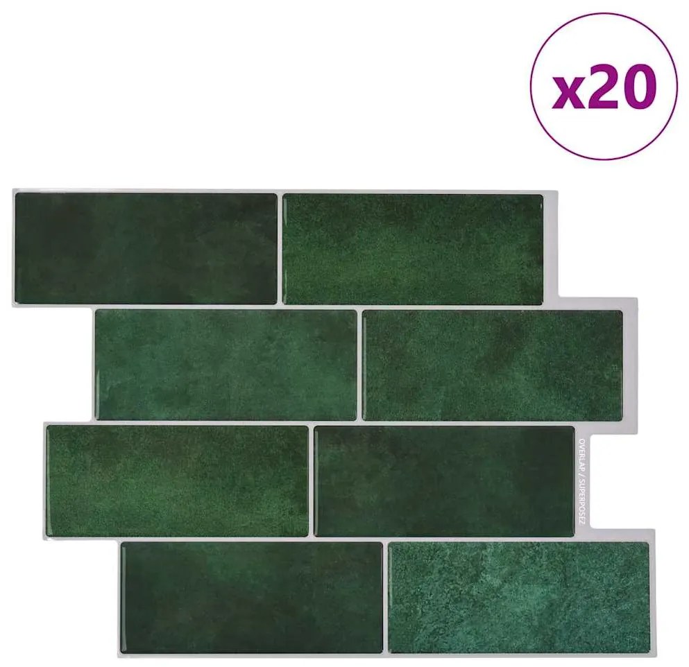vidaXL Πλακάκι Subway 20 pcs Σκούρο Πράσινο 29 x 21 εκ