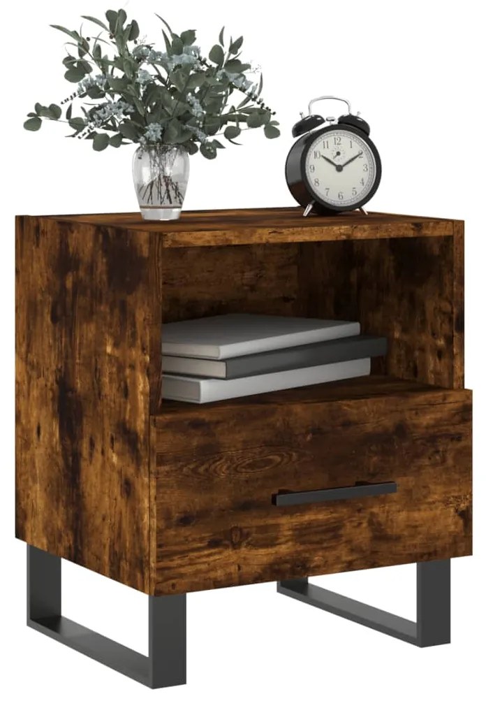vidaXL Κομοδίνα 2 τεμ. Καπνιστή Δρυς 40 x 35 x 47,5 εκ. Επεξεργ. Ξύλο