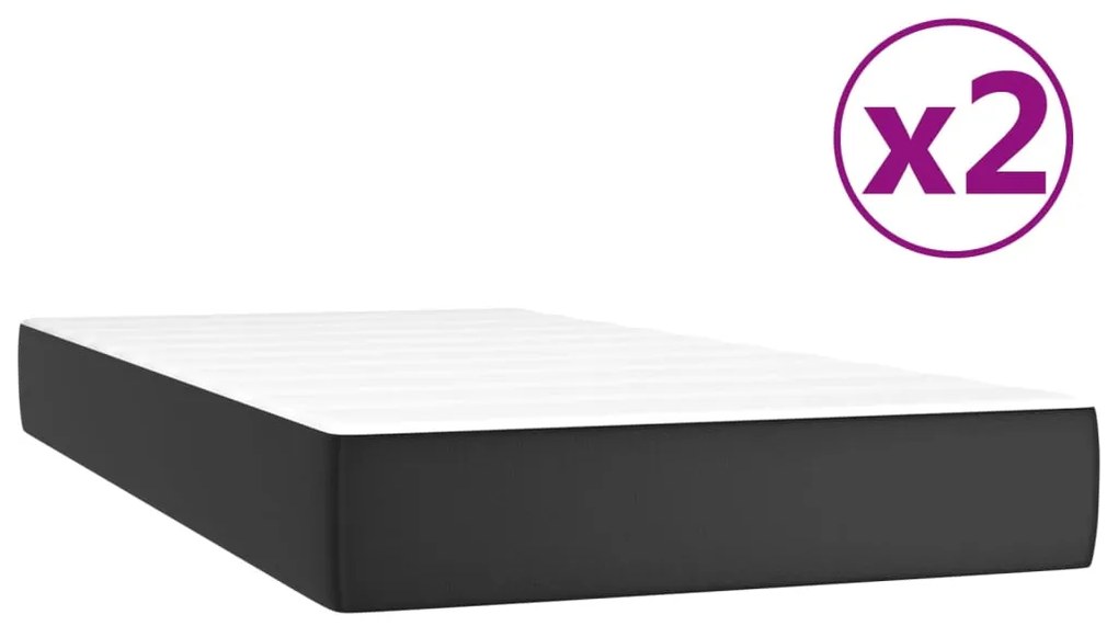 vidaXL Κρεβάτι Boxspring με Στρώμα Μαύρο 200x200 εκ. Συνθετικό Δέρμα