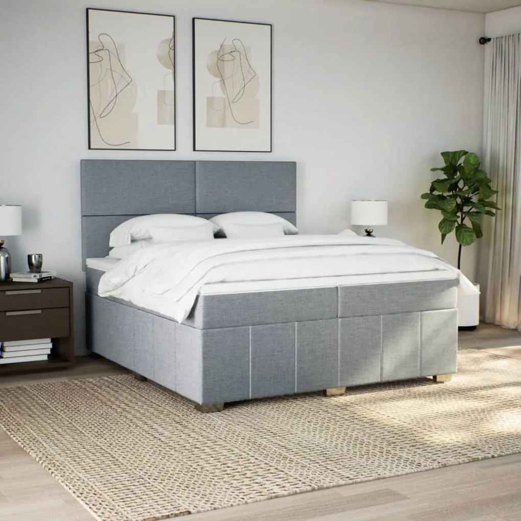 ΚΡΕΒΑΤΙ BOXSPRING ΜΕ ΣΤΡΩΜΑ ΑΝΟΙΧΤΟ ΓΚΡΙ 200X200 ΕΚ. ΥΦΑΣΜΑΤΙΝΟ 3294068