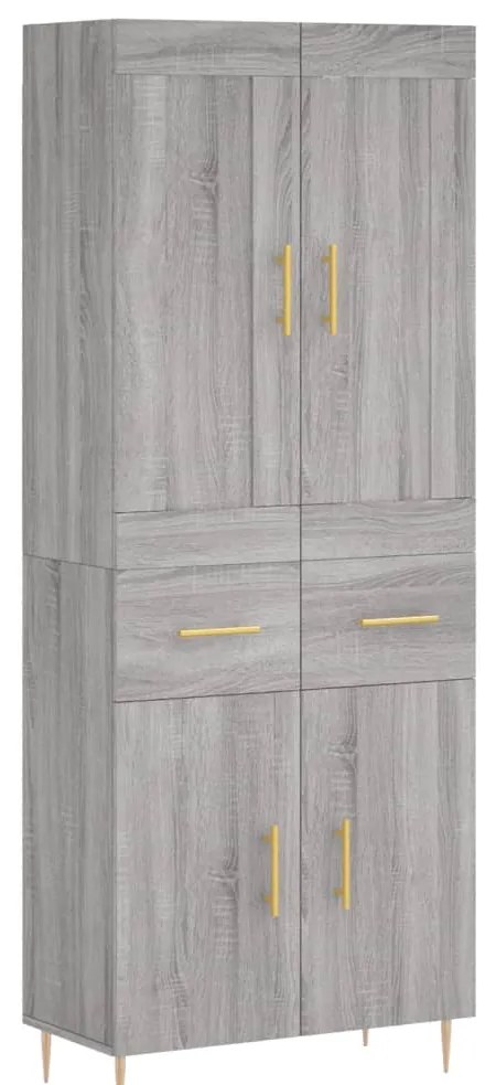 vidaXL Ντουλάπι Γκρι Sonoma 69,5 x 34 x 180 εκ. Επεξεργασμένο Ξύλο