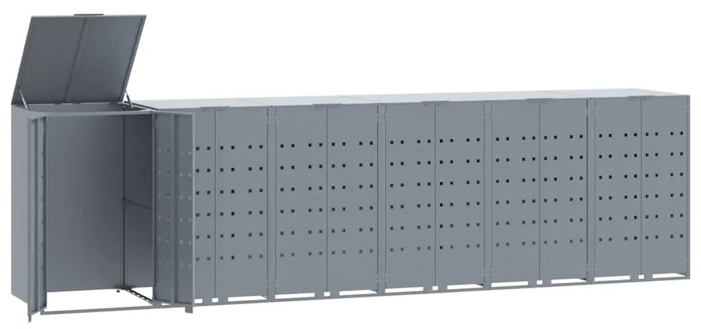 vidaXL Πλαίσιο Κάδων Απορριμμάτων 6 Κάδοι Γκρι 414x79x117 εκ. Ατσάλι