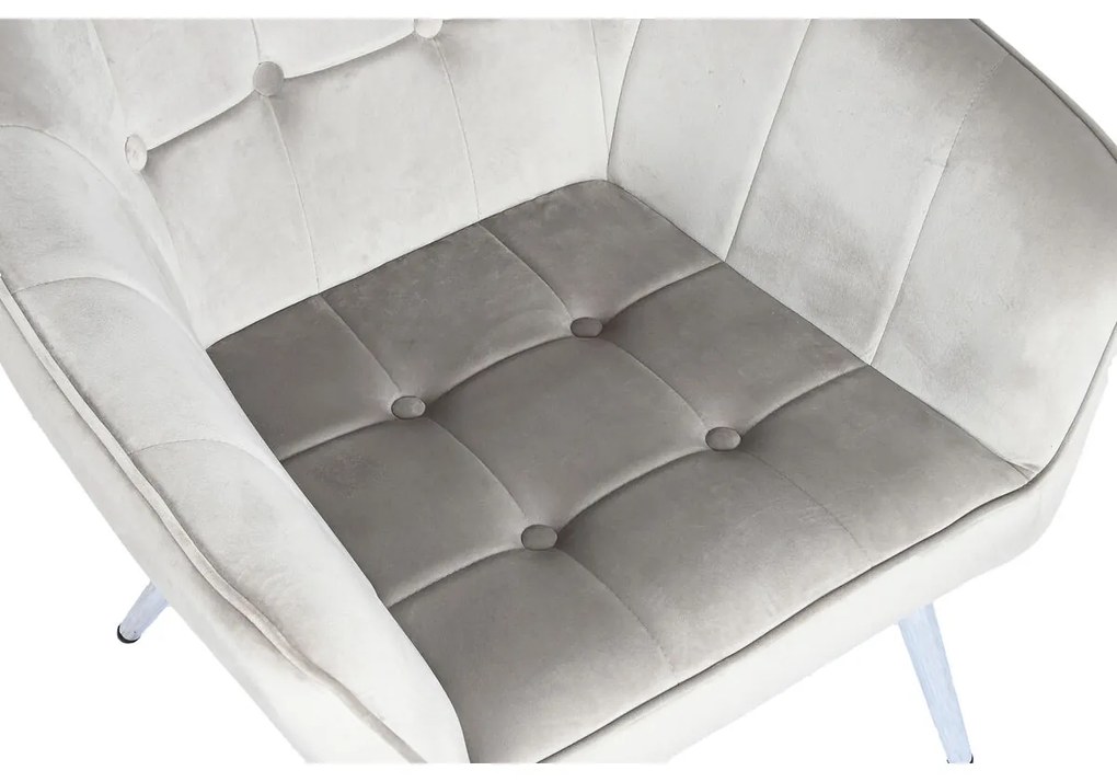 Κάθισμα Home ESPRIT Γκρι Κρεμ Χρυσό Ασημί πολυεστέρας Μέταλλο 74 x 74 x 90 cm 74 x 67 x 90 cm