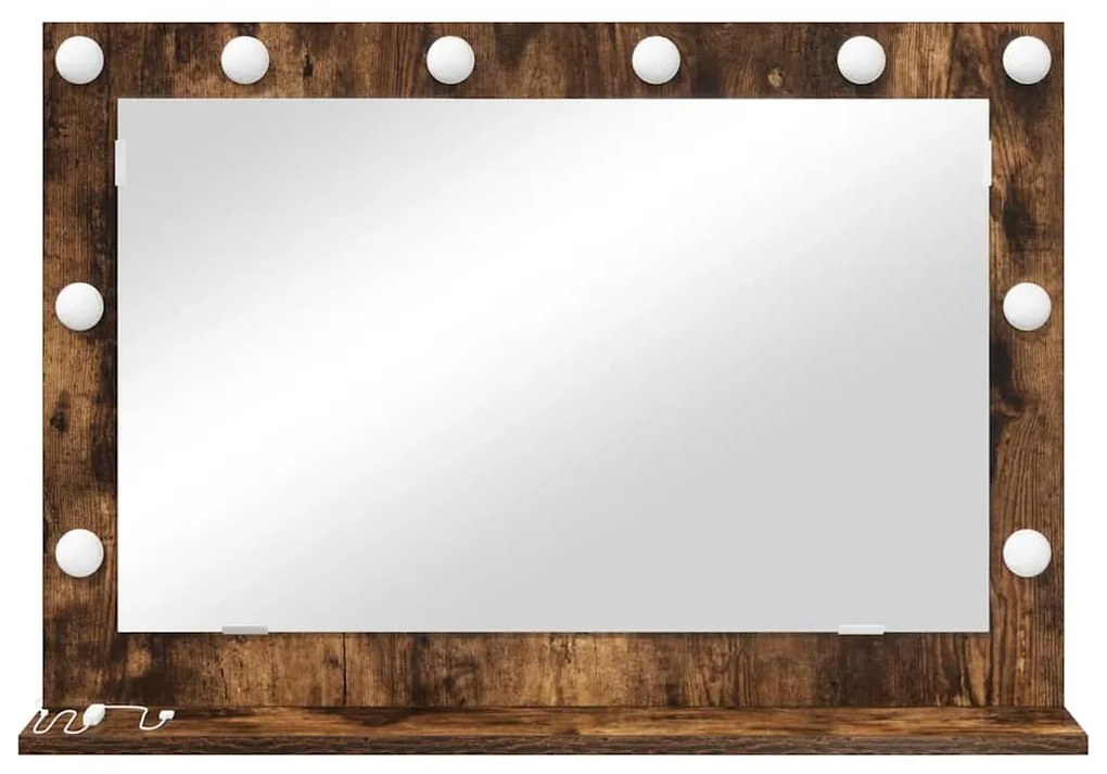 vidaXL Καθρέφτης τουαλέτας Ορθογώνιος Καπνιστό Δρύς 80 x 55 x 18 εκ.