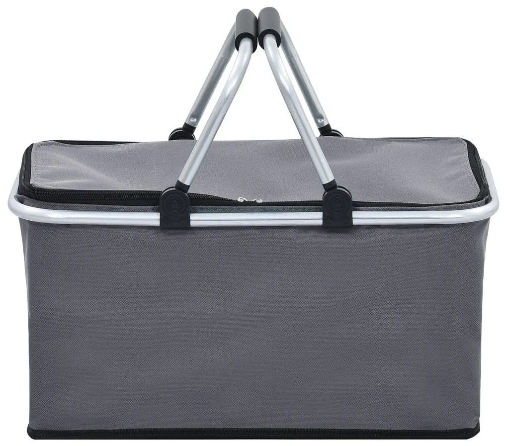 vidaXL Τσάντα Ισοθερμική Πτυσσόμενη Γκρι 46x27x23 εκ. Αλουμινίου