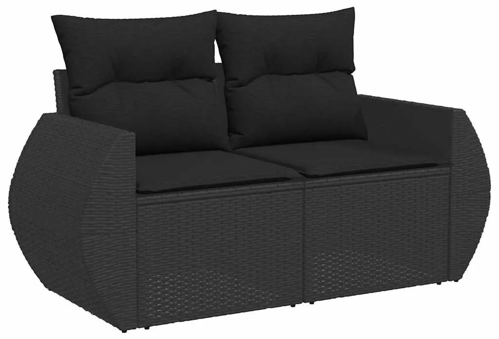 vidaXL Σετ Καναπέ Κήπου με μαξιλάρι 9 pcs Μαύρο 80 x 80 x 71 cm