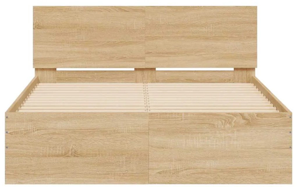 vidaXL Πλαίσιο Κρεβατιού με Κεφαλάρι/LED Sonoma δρυς 120x200 εκ.