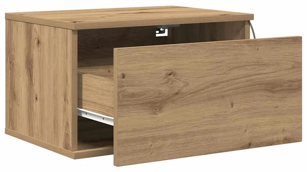 vidaXL Τοίχου κομοδίνο artisan δρυς 50 x 36 x 30 εκ Επεξεργασμένο ξύλο