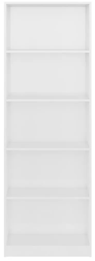 vidaXL Βιβλιοθήκη με 5 Ράφια Γυαλιστερό Λευκό 60x24x175 εκ Μοριοσανίδα