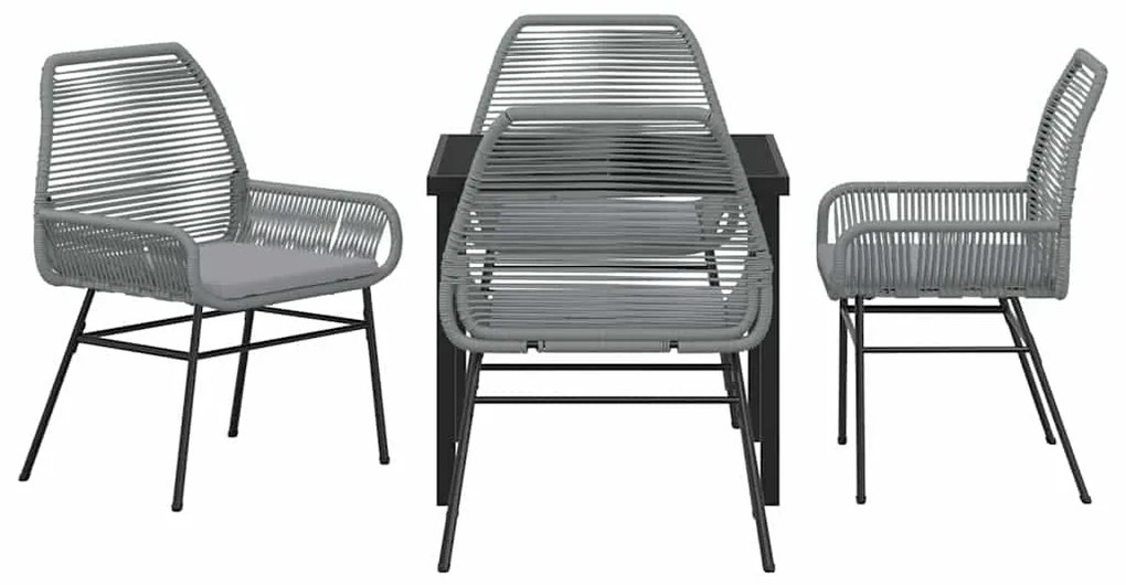 vidaXL Σέτ φαγητού για κήπο με μαξιλάρι 5 pcs Γκρι συνθετικό ρατάν