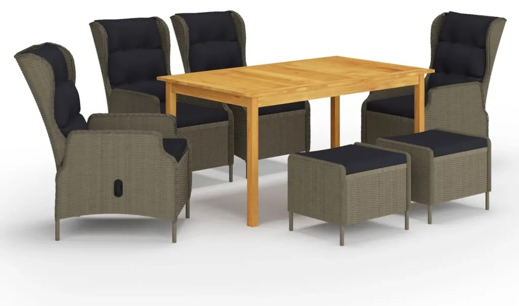 vidaXL Σετ Τραπεζαρίας Κήπου 7 Τεμαχίων Καφέ