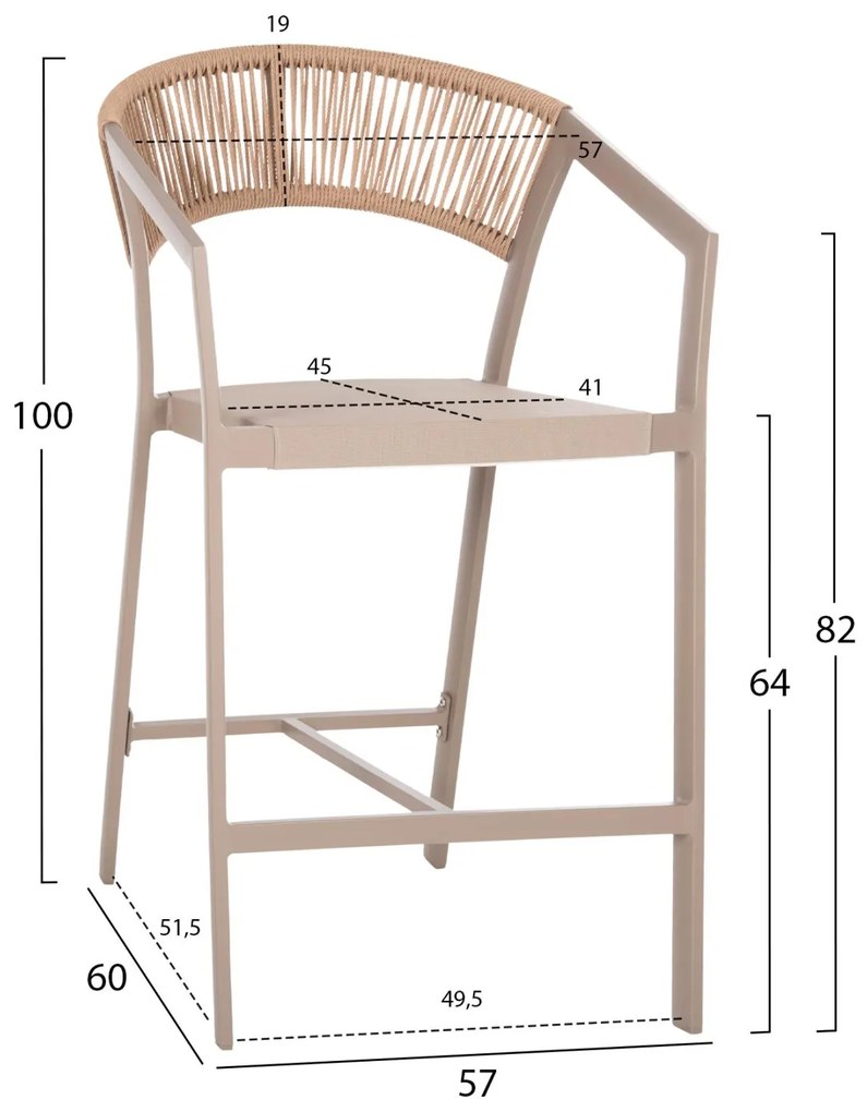 ΣΚΑΜΠΟ ΑΛΟΥΜΙΝΙΟΥ ΣΑΜΠΑΝΙ  ΜΕΣ. ΥΨΟΥΣ-ΜE RATTAN &amp; TΕΧΤLINE 57x60x100Yεκ.